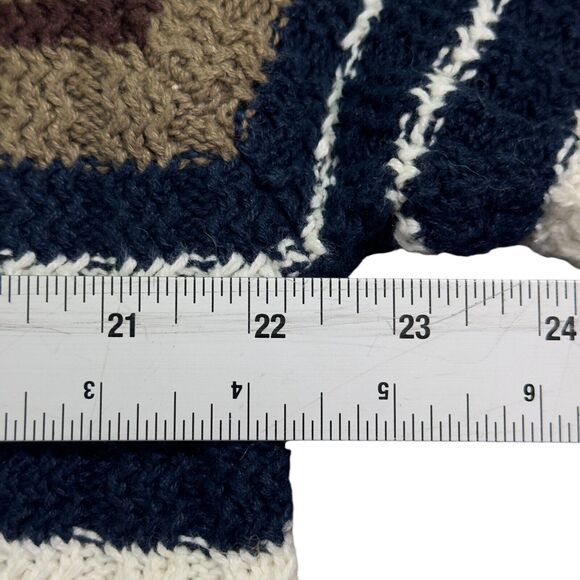 Christopher & Banks Sweater Women's XL Brown Blue Knit Striped Crew Neck Thermal - Picture 8 of 8